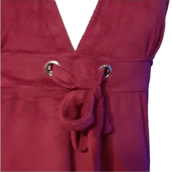 Resort Wear 3 PC Set Burgundy Halter Terry Dress Organic Burgundy Gray Wrap NEW - Picture 14 of 16